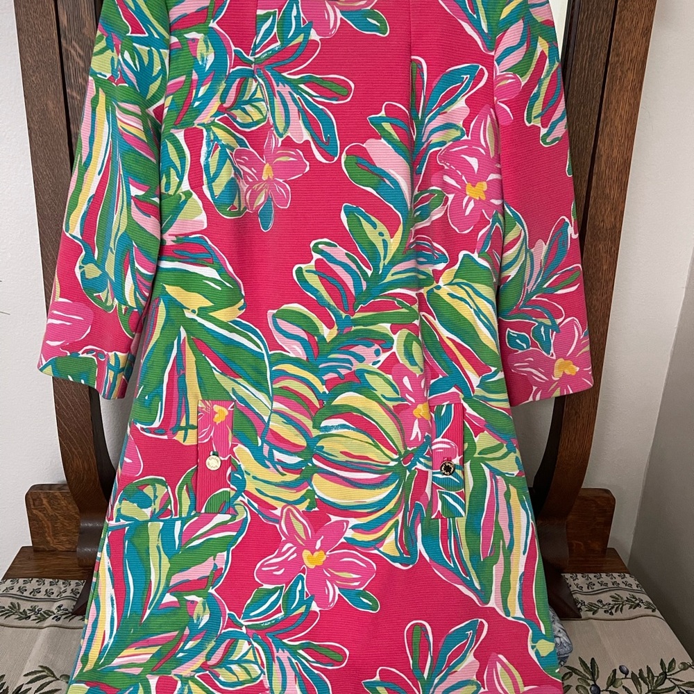 Lilly Pulitzer Pink and Green Patterned Charlene Dress